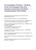 Fire Investigator TX &lpar;Chap 1 - 16&rpar; Study set for Fire Investigator class Test Questions and Answers &lpar;Test