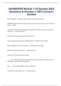 HAZWOPER Module 1-10 Quizzes 2024 Questions & Answers &vert; 100&percnt; Correct &vert; Verified