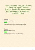 Exam 2: NUR201 / NUR 201 (Latest 2024 / 2025 Update) Medical-Surgical Nursing I | Questions and Verified Answers 100% Correct | Grade A - Fortis