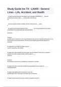 Study Guide Ins TX - LAH05 - General Lines - Life&comma; Accident&comma; and Health 