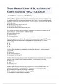 Texas General Lines - Life&comma; accident and health insurance PRACTICE EXAM 