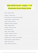 AQA GCSE French - Higher - 1.1F Vocabulary Exam Study Guide