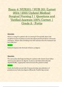 Exam 4: NUR201 / NUR 201 (Latest 2024 / 2025 Update) Medical-Surgical Nursing I | Questions and Verified Answers 100% Correct | Grade A - Fortis
