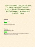 Exam 4: NUR201 / NUR 201 (Latest 2024 / 2025 Update) Medical-Surgical Nursing I | Questions and Verified Answers 100% Correct | Grade A - Fortis