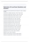 Optometry CA Law Exam Questions and Answers- Graded A