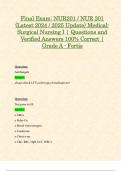 Final Exam: NUR201 / NUR 201 (Latest 2024 / 2025 Update) Medical-Surgical Nursing I | Questions and Verified Answers 100% Correct | Grade A - Fortis