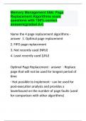 Memory Management 5&6 Page Replacement Algorithms exam questions with 100&percnt; correct answers