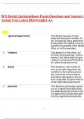 MN Dental Jurisprudence Exam Questions and Answers Actual Test Latest 2024 Graded A+