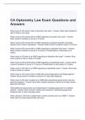 CA Optometry Law Exam Questions and Answers 2024