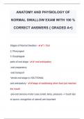 ANATOMY AND PHYSIOLOGY OF  NORMAL SWALLOW EXAM WITH 100 %  CORRECT ANSWERS { GRADED A+} 