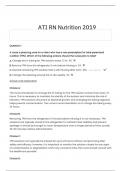 ATI RN Nutrition 2019 questions with rationale