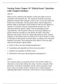 Nursing Today Chapter 19 "Ethical Issues" Questions with Complete Solutions