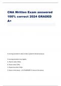 CNA Written Exam answered 100% correct 2024 GRADED A+