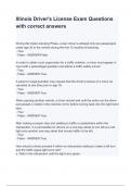 Illinois Driver's License Exam Questions with correct answers