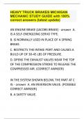 HEAVY TRUCK BRAKES MICHIGAN MECHANIC STUDY GUIDE with 100% correct answers (latest update)
