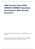 CNA Practice Exam 2024 UPDATE CORRECT Questions And Answers 2024 Already Passed A+