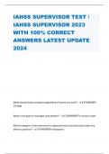 IAHSS SUPERVISOR TEST / IAHSS SUPERVISOR 2023 WITH 100% CORRECT ANSWERS LATEST UPDATE 2024