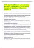 NHA - Certified Medical Administrative Assistant &lpar;CMAA&rpar; AVTEC Exam Study Guide &vert;&vert; All Questions & Solutions &lpar;Graded A&rpar;