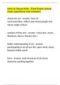 Intro to Visual Arts - Final Exam actual exam questions and answers
