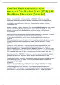 Certified Medical Administrative Assistant Certification Exam (2024) || All Questions & Answers (Rated A+)