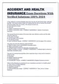 ACCIDENT AND HEALTH INSURANCE Exam Questions With Verified Solutions 100% 2024