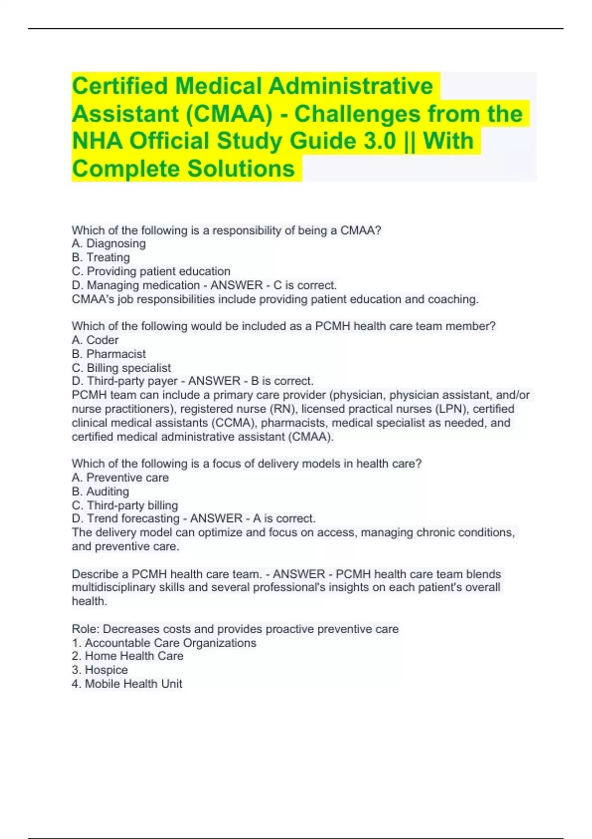 Certified Medical Administrative Assistant (CMAA) - Challenges from the ...