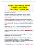 AQA A-Level History Tudors EDWARD AND MARY  2024 Exam Practice Test