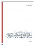MANAGERIAL AND FINANCIAL ACCOUNTING WGU (D196) ACCOUNTING - A MORE DETAILED VERSION OF THE STUDY GUIDE 2024 WITH COMPLETE SOLUTION