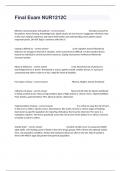 Final Exam NUR1212C With Complete Questions And 100&percnt; Verified Correct Answers&period;
