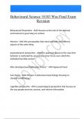 Behavioural Science 10183 Wsu Final Exam Revision Questions And Answers Latest &vert;Update&vert; Verified Answers 