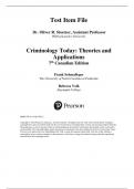 Test Bank For Criminology Today Theories and Applications 7th Canadian Edition by Frank Schmalleger