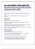 NJ ACCIDENT AND HEALTH Final Exam Questions With Verified Solutions 100&percnt; 2024 