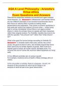 AQA A Level Philosophy - Aristotle's Virtue ethics  Exam Questions and Answers