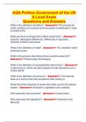 AQA Politics Government of the UK  A Level Exam  Questions and Answers