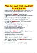 AQA A Level Tort Law 2024 Exam Review