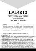 LML4810 PORTFOLIO (ANSWERS) Semester 1 2024 - DISTINCTION GUARANTEED