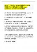 HEAVY TRUCK BRAKES MICHIGAN MECHANIC STUDY GUIDE exam questions and answers 2024