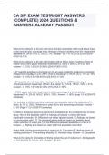 CA SIP EXAM TESTRIGHT ANSWERS &lpar;COMPLETE&rpar; 2024 QUESTIONS & ANSWERS ALREADY PASSED&excl;&excl;