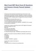 West Coast EMT Block Exam &num;3 Questions and Answers