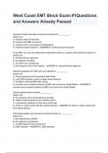 West Coast EMT Block Exam &num;1Questions and Answers Already Passed