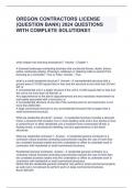 OREGON CONTRACTORS LICENSE &lpar;QUESTION BANK&rpar; 2024 QUESTIONS WITH COMPLETE SOLUTIONS&excl;&excl;