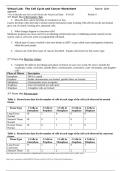 Virtual Lab: The Cell Cycle and Cancer Worksheet