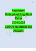 Rasmussen Pathophysiology Final Exam 2024-2025 Verified Questions and Answers