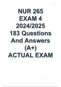 NUR 265 EXAM 4 2024/2025 183 Questions And Answers (A+) ACTUAL EXAM