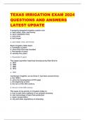 TEXAS IRRIGATION EXAM 2024 QUESTIONS AND ANSWERS LATEST UPDATE