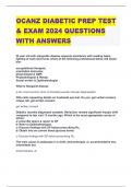 OCANZ DIABETIC PREP TEST & EXAM 2024 QUESTIONS WITH ANSWERS