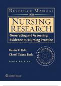 Resource manual for NURSING RESEARCH .Generating and Assessing Evidence For Nursing practice