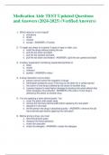Medication Aide TEST Updated Questions and Answers&lpar;2024-2025&rpar; &lpar;Verified Answers&rpar;