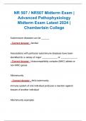 NR 507 / NR507 Midterm Exam | Advanced Pathophysiology Midterm Exam Latest 2024 | Chamberlain College