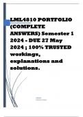 LML4810 PORTFOLIO (COMPLETE ANSWERS) Semester 1 2024 - DUE 27 May 2024 ; 100% TRUSTED workings, explanations and solutions.